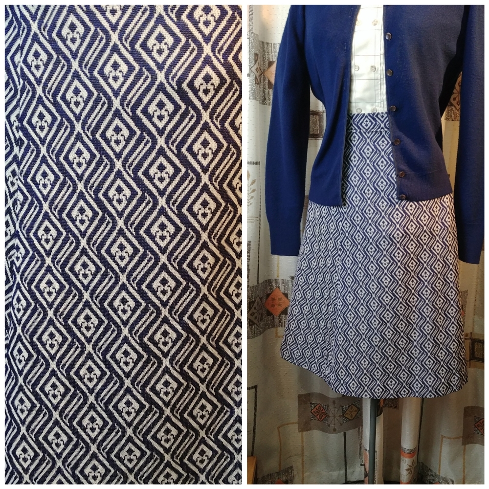 Vintage Navy Geometric Skirt